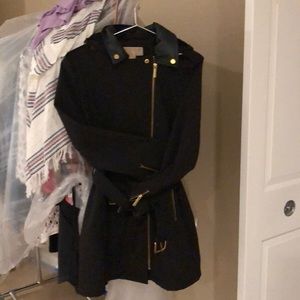 Asymmetrical ZIP Front Fleece Lined  Trench Coat